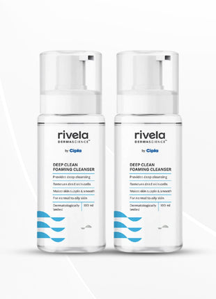 Rivela Dermascience Deep Clean Foaming Facial Cleanser By Cipla | 100 ml | Pack of 2