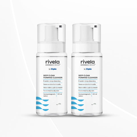 Rivela Dermascience Deep Clean Foaming Facial Cleanser By Cipla | 100 ml | Pack of 2