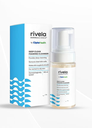 Rivela Dermascience Deep Clean Foaming Facial Cleanser By Cipla | Removes Dead Skin Cells, 100 ml
