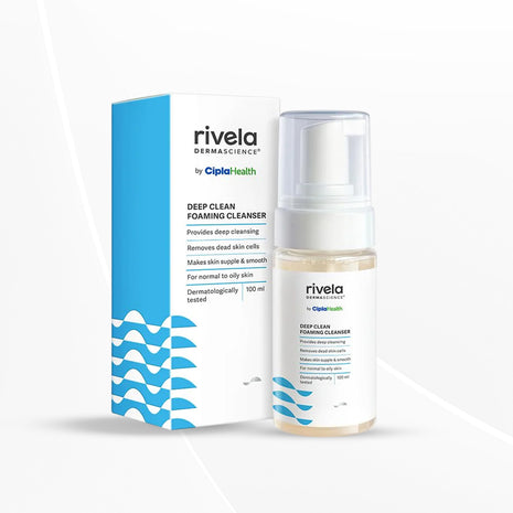 Rivela Dermascience Deep Clean Foaming Facial Cleanser By Cipla | Removes Dead Skin Cells, 100 ml