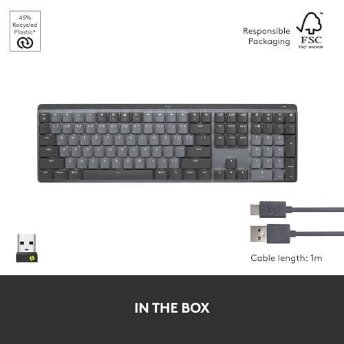 Logitech MX Mechanical Mini Wireless Illuminated Keyboard, Tactile Quiet Switches, Backlit, Bluetooth, USB-C, macOS, Windows, Linux, iOS, Android, Metal