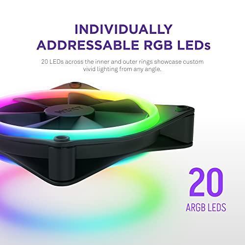 NZXT F140 RGB – 140mm RGB PWM PC Fan – High Airflow, Low Noise – Fluid Dynamic Bearing – Single (Requires NZXT RGB Controller for CAM Software) – 18 LEDs – Black