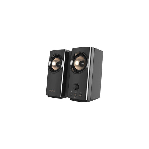 Creative T60 2.0 Compact Hi-Fi Desktop Speakers with Clear Dialog and Surround by Sound Blaster, USB-C Audio, Mic and Headset Ports, Bluetooth 5.0, Up to 60W Peak Power, for Computers and Laptops