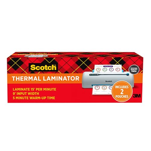Scotch PRO TL906 Thermal, Laminator Machine, 1 Laminating Device, White/Blue, Laminate Recipe Cards, Photos, Documents, for Home, Office, or School Supplies, 9 in