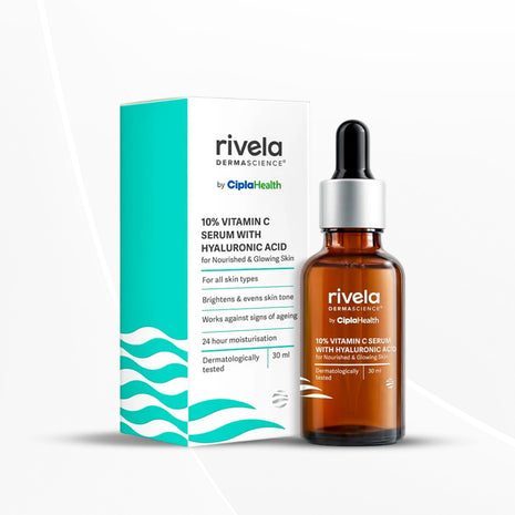 Rivela Dermascience By Cipla 10% Vitamin C Face Serum For Bright & Glowing Skin, 30ml