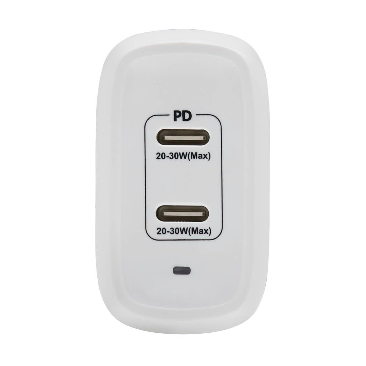 Tripp Lite USB-C Dual-Port Wall Charger, Compact Travel Size Folding Plug, USB 3.0, 40W Power Delivery Charging, Temperature Cooling Gallium Nitride Technology, 2-Year Warranty (U280-W02-40C2-G)