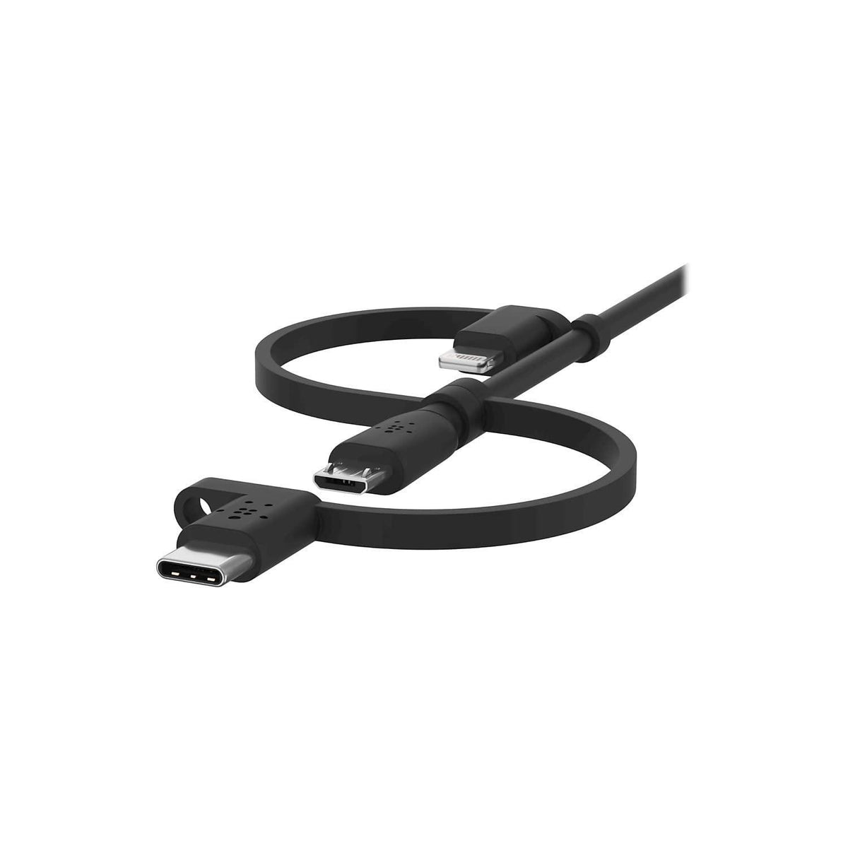 Belkin 3-in-1 Universal USB-A Cable - USB-C Cable, Lightning Cable, Micro-USB Charging Cable - Charging Cord Boost Charge Charger Designed for Apple iPhones & iPads, Galaxy, Tablet, Smartphone - Black