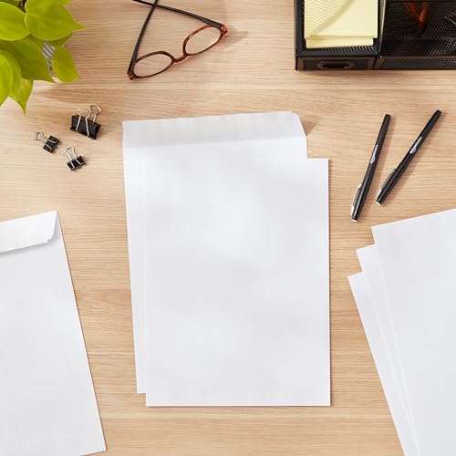 Amazon Basics Catalog Mailing Envelopes, Peel and Seal, 9x12 Inch, 100-Pack, White