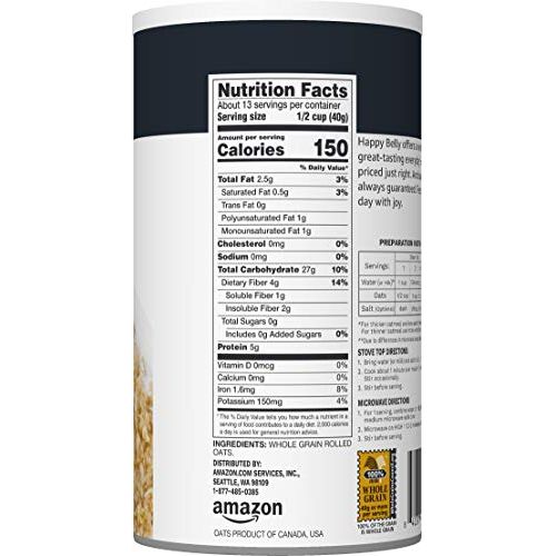 Amazon Brand - Happy Belly Quick Cook Oats, 1.12 pound (Pack of 1)
