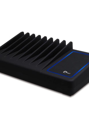 SIIG 10 Port 90W USB Charging station with Qi wireless and USB C Charging, Ambient Light Deck compatible with iPhone iPad Samsung Galaxy Google Nexus