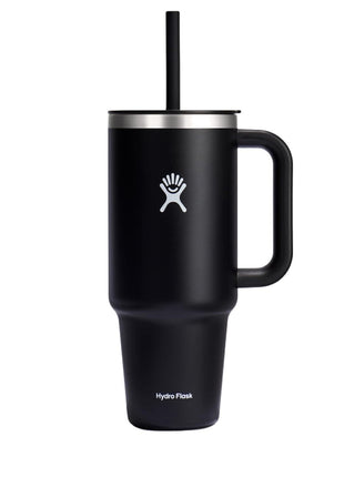 Hydro Flask Travel Tumbler with Handle, Lid and Straw - Insulated Stainless Steel in 40 Oz Black