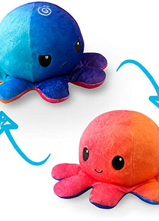TeeTurtle Reversible Octopus Plushie 4-Inch Sunset + Mermaid Two-Sided Flip Plush Toy with Embroidered Details - Cute Mini Collectible Plush for Kids, Teens, and Adults