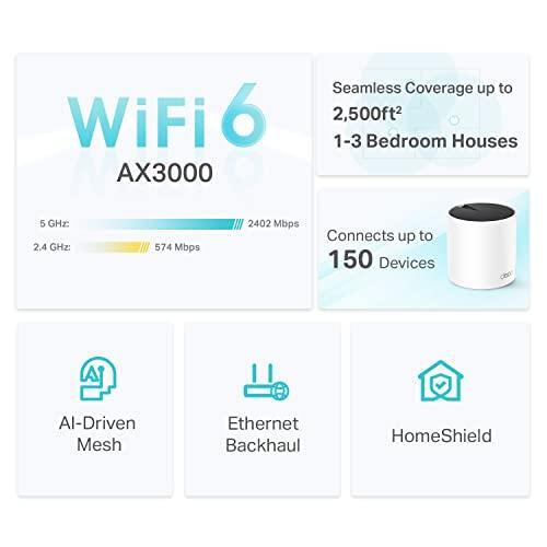 TP-Link Deco X55 AX3000 WiFi 6 Mesh System - Covers up to 2500 Sq.Ft., Replaces Wireless Router and Extender, 3 Gigabit Ports, Supports Ethernet Backhaul, Deco X55(1-Pack)