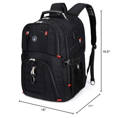 SHRRADOO Extra Large 50L Travel Laptop Backpack with USB Charging Port, College High School Backpack Airline Approved Business Work Bag Fits 17 Inch Computer for Men Women