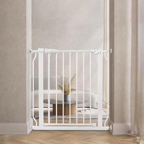 BalanceFrom Easy Walk-Thru Safety Gate for Doorways and Stairways with Auto-Close/Hold-Open Features, 30-Inch Tall, Fits 29.1-33.8 Inch Openings, White | 30" Tall Gate for Doorways and Stairways with Auto-Close/Hold-Open