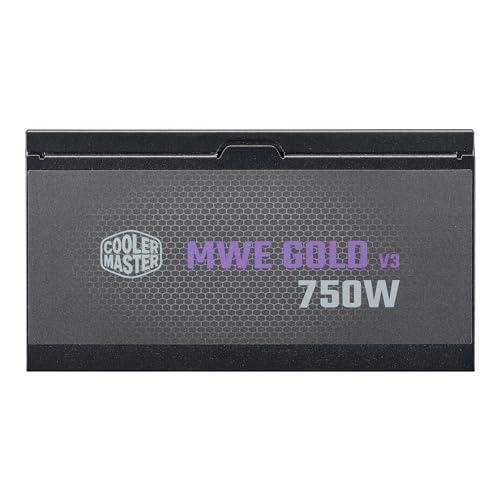 Cooler Master MWE Gold 750 V3 ATX 3.1 Full Modular PSU, 750W, 80+ Gold Efficiency, 90° 12VHPWR|450W PCIe 5.1, GPU Support RTX 4080, Zero-RPM Mode, Hexagonal Fan Cover, 10-Year