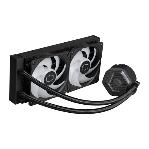 Cooler Master 240 Atmos High Performance Close-Loop AIO Liquid Cooler, R9|i7 Dual Chamber Pump, Customize Cover, Sickleflow Edge PWM, aRGB Lighting, AMD Ryzen AM5|4, Intel LGA 1851|1700 Platform