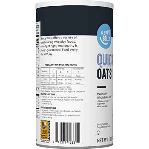 Amazon Brand - Happy Belly Quick Cook Oats, 1.12 pound (Pack of 1)