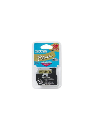 M Series Tape Cartridge for P-Touch Labelers, 1/2w, Black on Gold