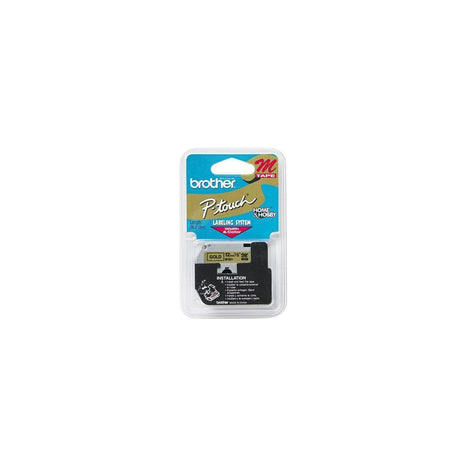M Series Tape Cartridge for P-Touch Labelers, 1/2w, Black on Gold
