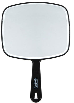 ForPro Hand Mirror with Handle, 6.3Wx9.6L in, Black | for Salon & Makeup Application, Vanity Mirror, Magnifying Makeup Mirror, Salon Mirror, Salon & Spa Essentials