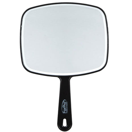 ForPro Hand Mirror with Handle, 6.3Wx9.6L in, Black | for Salon & Makeup Application, Vanity Mirror, Magnifying Makeup Mirror, Salon Mirror, Salon & Spa Essentials