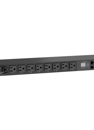 APC Rack PDU, Switched, 1U, 15A, 100/120V, [8] 5-15, Power Distribution Unit Included, Aluminum, Rubber