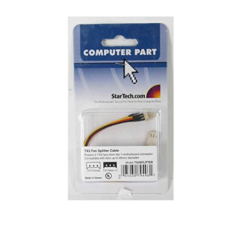 StarTech.com 6in TX3 Fan Power Splitter Cable - Fan Power Splitter - 3 pin Internal Power (F) to 3 pin Internal Power (M) - 5.9 in - TX3SPLITTER