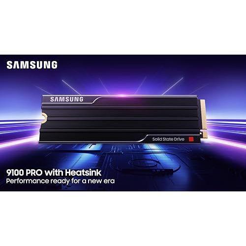 Samsung SSD 9100 PRO with Heatsink 1TB, PCIe 5.0x4 M.2 2280, Seq. Read Speeds Up to 14,800/13,400 MB/s, Best for AI Computing, Gaming, and Heavy Duty Workstations (MZ-VAP1T0CW)