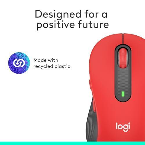 Logitech Wireless Mouse Signature M650 L Full Size - Large Hands, 2-Year Battery, Silent Clicks, Customizable Buttons, Bluetooth, PC/Mac/Chromebook - Classic Red, Right-Handed, Large