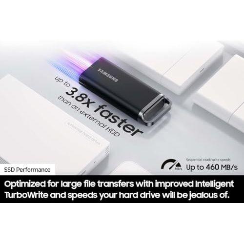 Samsung T5 EVO Portable SSD 2TB, USB 3.2 Gen 1 External Solid State Drive, Seq. Read Speeds Up to 460MB/s for Gaming and Content Creation, MU-PH2T0S/AM, Black