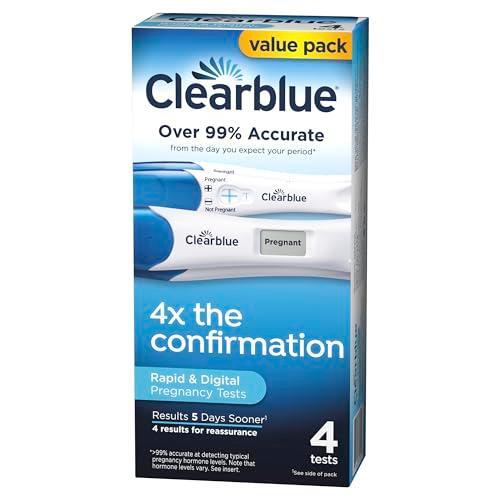 Clearblue Pregnancy Test Combo Pack, 4ct - Digital with Smart Countdown & Rapid Detection - Value Pack
