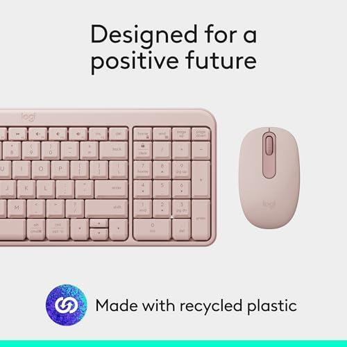 Logitech MK250 Bluetooth Wireless Mouse and Keyboard Combo: Fast & Easy Connectivity, Compact Wireless Keyboard, Ambidextrous Mouse, Durable Build - Windows/MacOS - Rose