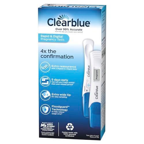 Clearblue Pregnancy Test Combo Pack, 4ct - Digital with Smart Countdown & Rapid Detection - Value Pack