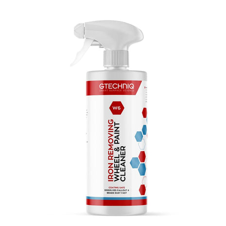 Gtechniq W6 Iron Removing Wheel & Paint Cleaner for Cars 500ml | Powerful Iron and Fallout Remover, Dissolves Contaminants Safely, Protects Paintwork and Wheels