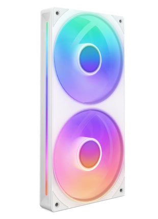 NZXT F240 RGB Core - 240mm Single-Frame RGB Fan Unit - White | 240mm single-frame unit with two 120mm RGB fans on one cable. Speed and lighting controlled through CAM.