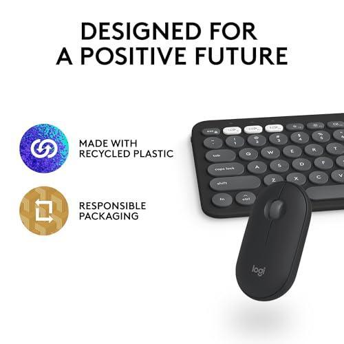 Logitech Pebble 2 Combo for Mac, Wireless Keyboard and Mouse, Slim, Quiet and Portable, Customizable, Bluetooth Mouse and Keyboard, Easy-Switch, for macOS, iPadOS - Tonal Graphite