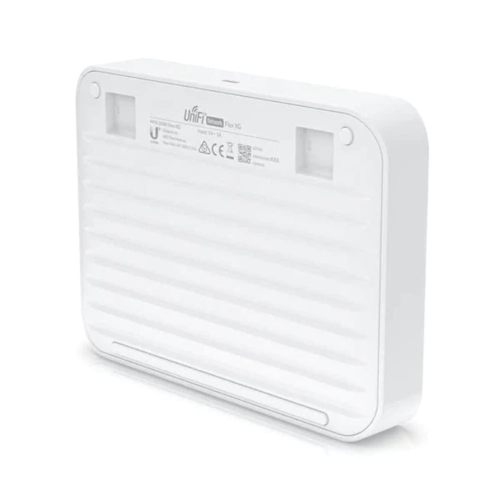 UBIQUITI UniFi Switch Flex XG - Layer 2 switch with 4 10GbE RJ45 ports and 1 GbE, 802.3at PoE+ RJ45 input.