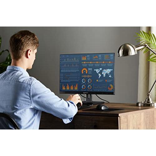 Amazon Basics 24-inch IPS Monitor 75 Hz Powered with AOC Technology FHD 1080P HDMI, Display Port and VGA Input VESA Compatible Built-in Speakers for Office and Home, Black
