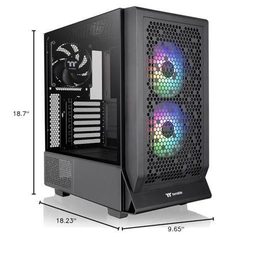 Ceres 330 TG ARGB Black Mid Tower E-ATX Case Supports Hidden-Connector Motherboard; Preinstalled 2 x CT140 ARGB Fans; Rotational PCIe Slots; CA-1Y2-00M1WN-01; 3 Year Warranty