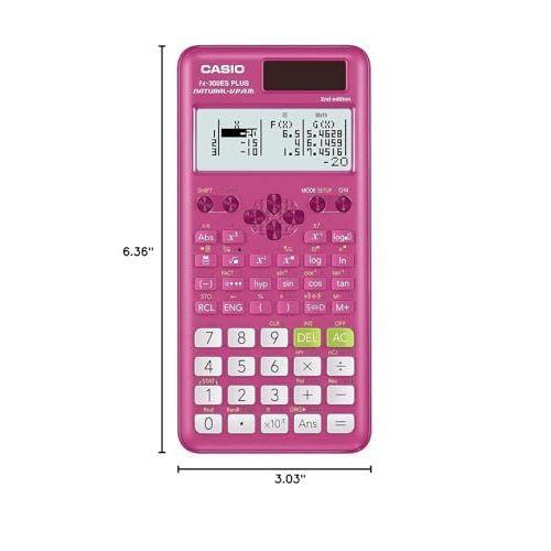 Casio fx-300ES Plus 2nd Edition – Standard Scientific Calculator | 262 Functions, Natural Textbook Display℠ | Ideal for Middle School, High School Math, Statistics & Algebra | Pink