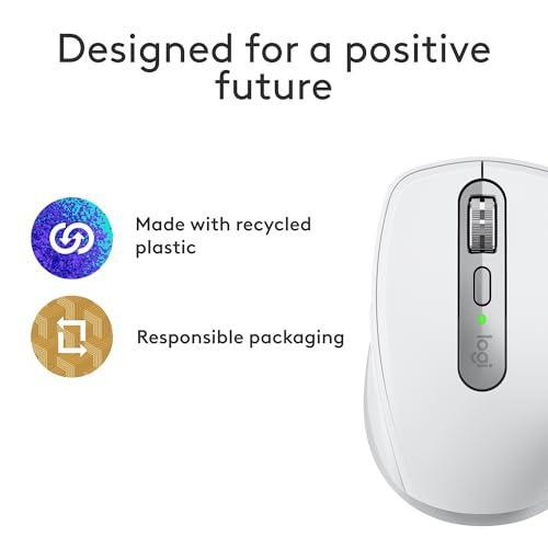 Logitech MX Anywhere 3S for Mac, Compact Wireless Bluetooth Mouse, 8K DPI Any-Surface Tracking, Quiet Clicks, USB C, Wireless Mouse for MacBook Pro, MacBook Air, iMac, iPad - Pale Grey