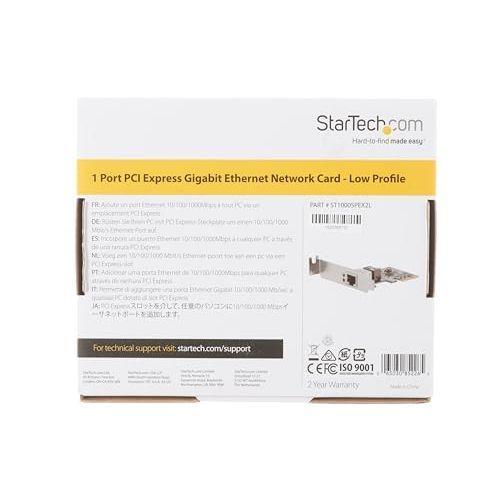 StarTech.com 1 Port PCIe Network Card - Low Profile - RJ45 Port - Realtek RTL8111H Chipset - Ethernet Network Card - NIC Server Adapter Network Card (ST1000SPEX2L)