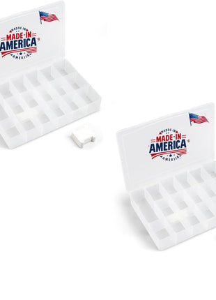 Embroidery Floss Organizer Box with 50 Cardboard Bobbins - 17 Compartments Clear embroidery thread organizer box, Snap-Tight Clear Sewing Organizer - Jewelry Bead Holder (Made in USA)