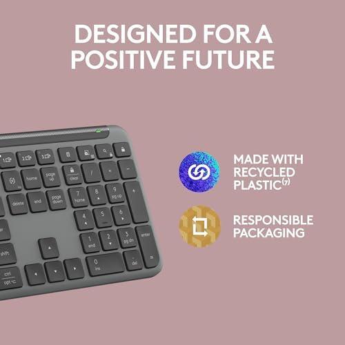 Logitech Signature Slim K950 Wireless Keyboard, Sleek Design, Switch Typing Between Devices, Quiet Typing, Bluetooth, Multi-OS, Windows, Mac, Chrome - Graphite