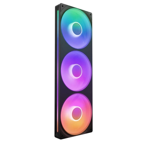 NZXT F360 RGB Core - 360mm Single-Frame RGB Fan Unit - Black | 360mm single-frame unit with three 120mm RGB fans on one cable. Speed and lighting controlled through CAM.