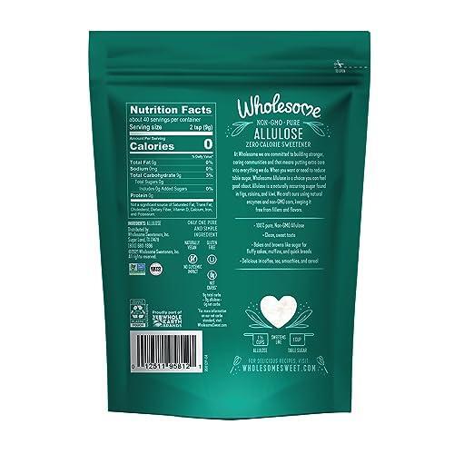 Wholesome Sweeteners 12-Ounce Allulose Sweetener, Zero Calorie Sugar Substitute, Keto Friendly, Non GMO, Non-Erythritol, Gluten Free & Vegan Sweetener, 1 Pack