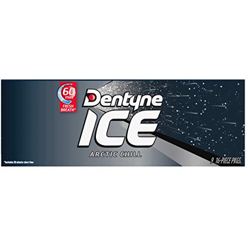 Dentyne Ice Arctic Chill Sugar-Free Chewing Gum, 9 Packs of 16 Pieces (144 Total Pieces)