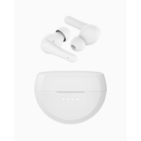 Belkin SoundForm Rhythm True Wireless Earbuds with Built-in Microphone, USB-C Fast Charging, 28H Battery Life, IPX5 Water Resistance - Bluetooth Earbuds for iPhone, iPad, Galaxy, Pixel, & More - White
