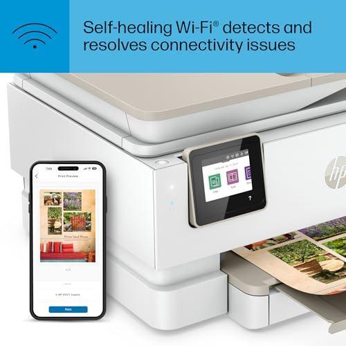 HP ENVY Inspire 7955e Wireless Color Inkjet Printer, Print, scan, copy, Easy setup, Mobile printing, Best-for home, 3 month Instant Ink trial included, White